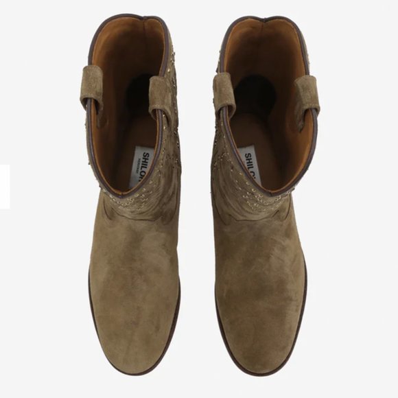 Shiloh Heritage Beige Suede Studded cowboy boots - US 8 - Picture 6 of 9